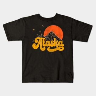 Vintage State of Alaska Mid Century Distressed Aesthetic Kids T-Shirt